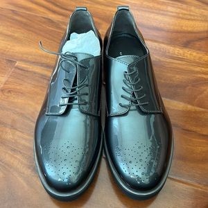 AGL black leather lace-up dress shoes